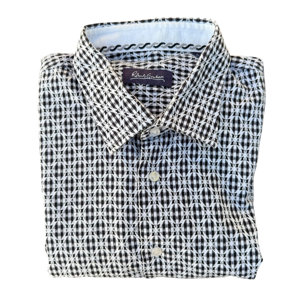 Robertā Graham Boys XL 18-20 Button Down Shirt Geometric Pattern Dressy